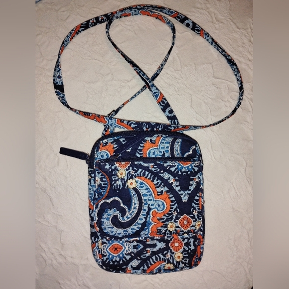 Vera Bradley Marrakesh Small Crossbody Bag Blue Floral Paisley - Picture 1 of 8
